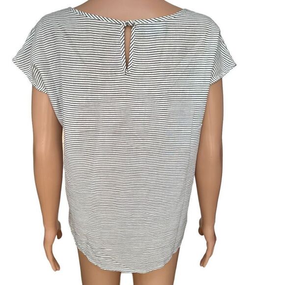Cynthia Rowley linen blend striped top blouse front tie size M - Picture 3 of 7